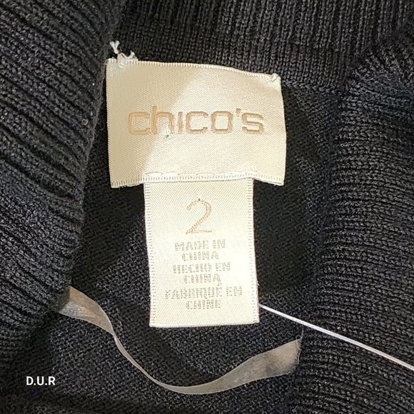 NWT CHICO'S Mandie Black Pullover Off The Shoulder Sweater Top Size 2 Reg $69 - Picture 5 of 9